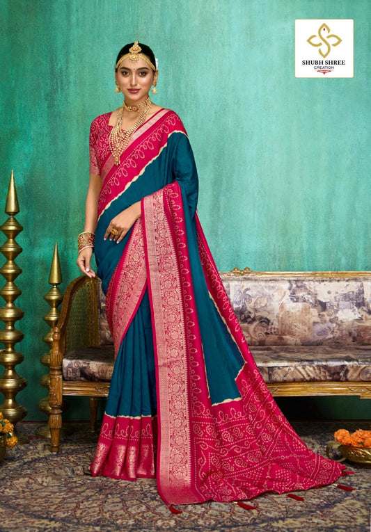 Saumya Deep Teal-Pink Bandhani