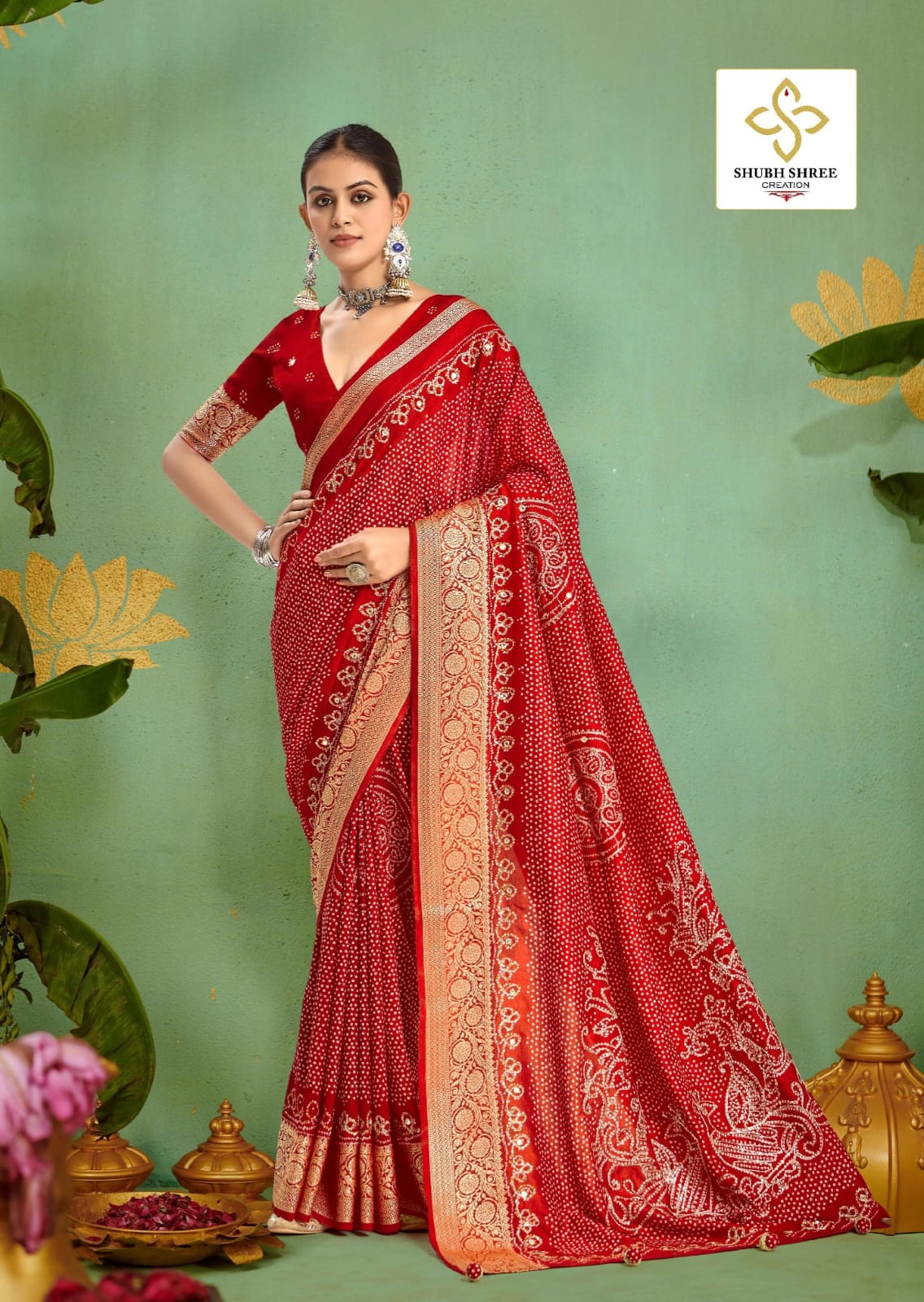 Tulsi Bandhej Red