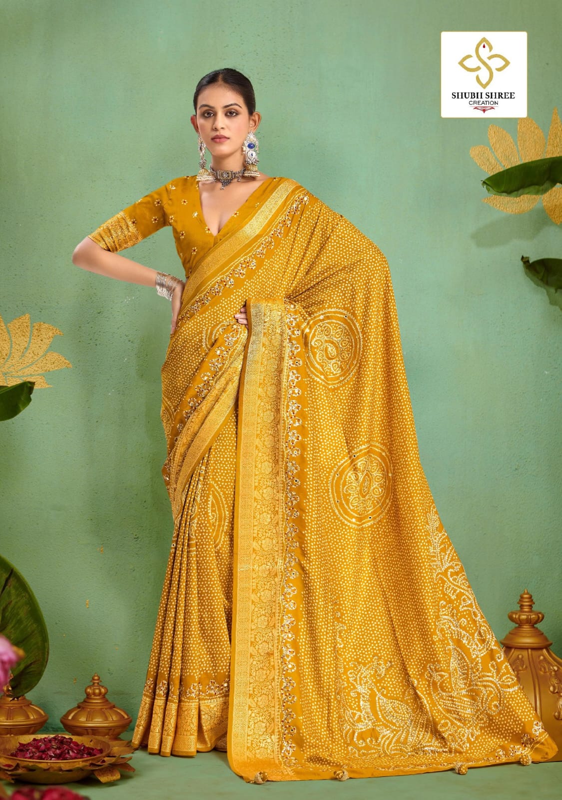 Tulsi Bandhej Yellow