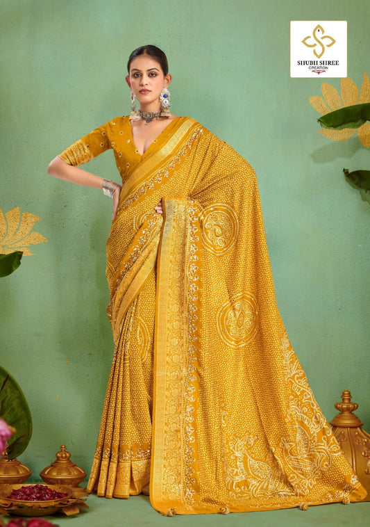 Tulsi Bandhej Yellow