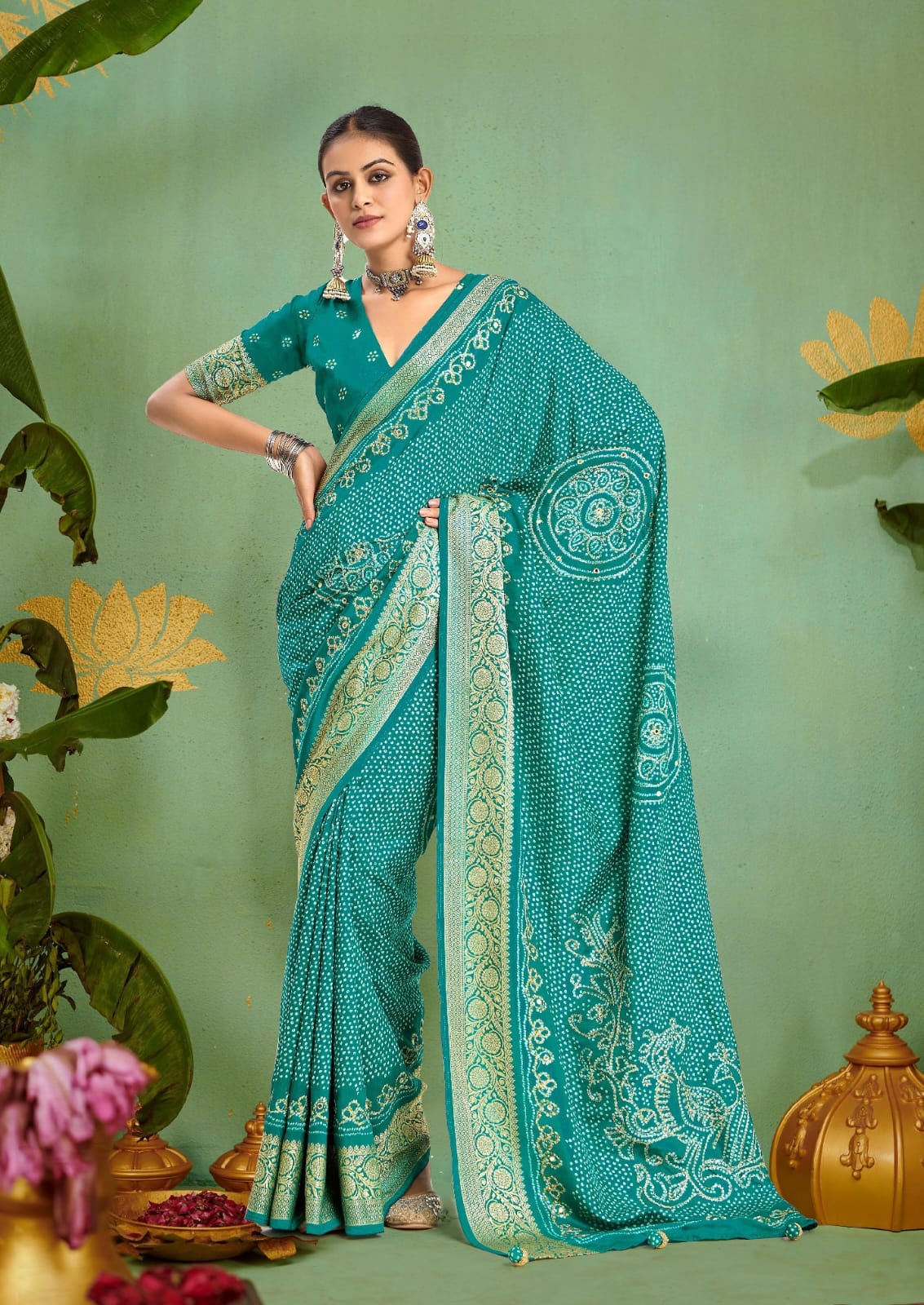 Tulsi Bandhej Skyblue