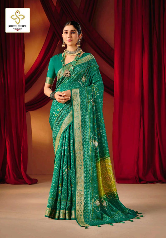 SeaGreen-parrot Gotapatti Bandhej