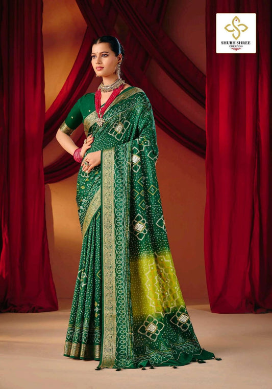 Green-Parrot Gotapatti Bandhani
