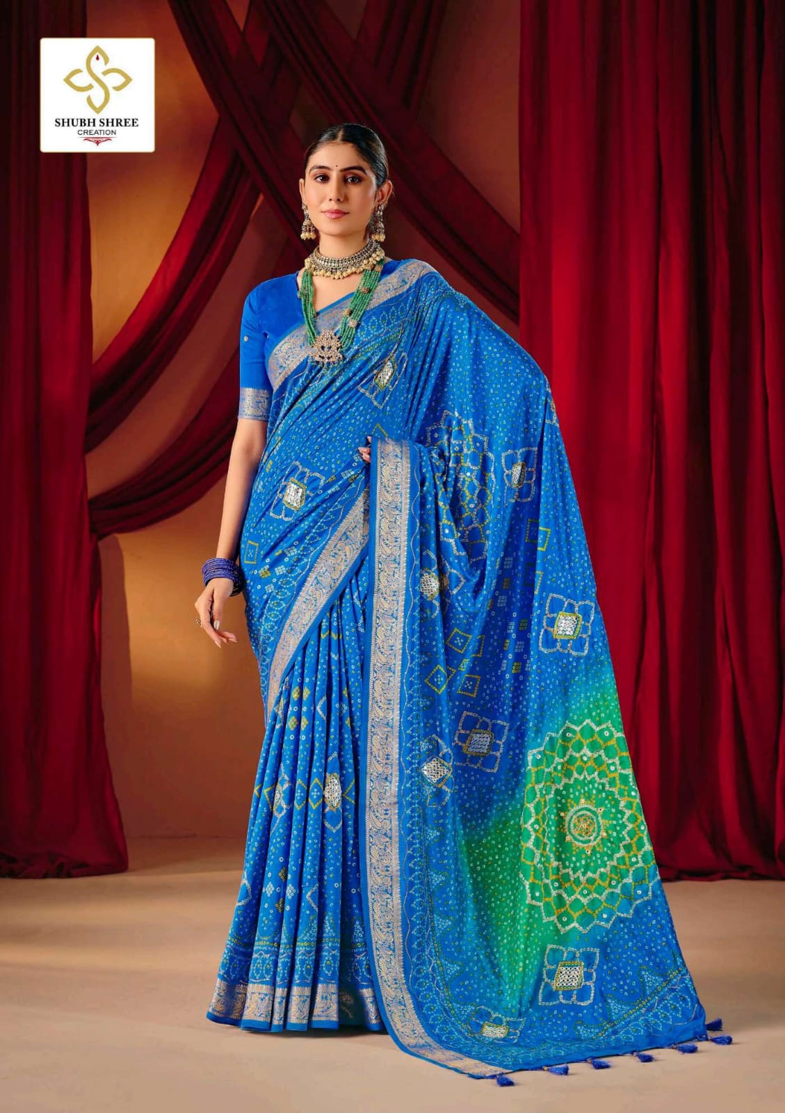 Blue-Green Gotapatti Bandhani